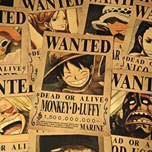 One Piece Wanted Posters Set of 10 Pieces(40cm x 28.5cm) +1 Piece Family Portraits(101cm x 27cm) for Bedroom