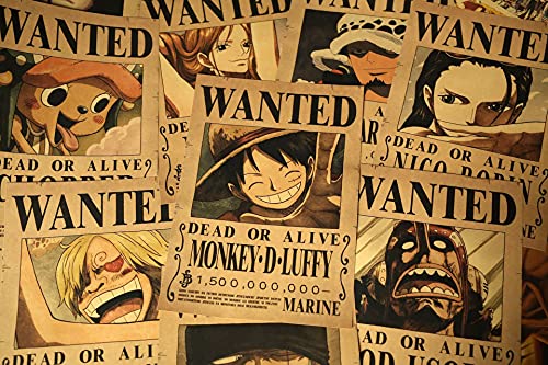 One Piece Wanted Posters Set of 10 Pieces(40cm x 28.5cm) +1 Piece Family Portraits(101cm x 27cm) for Bedroom