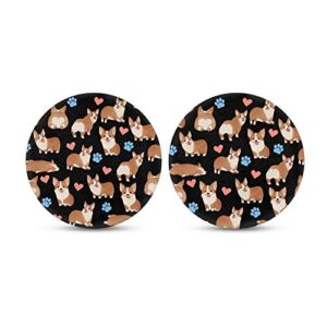 doginthehole cute corgi print car cup holder coasters for drink absorbent silicone coasters universal vehicle cup holder coasters pack of 2