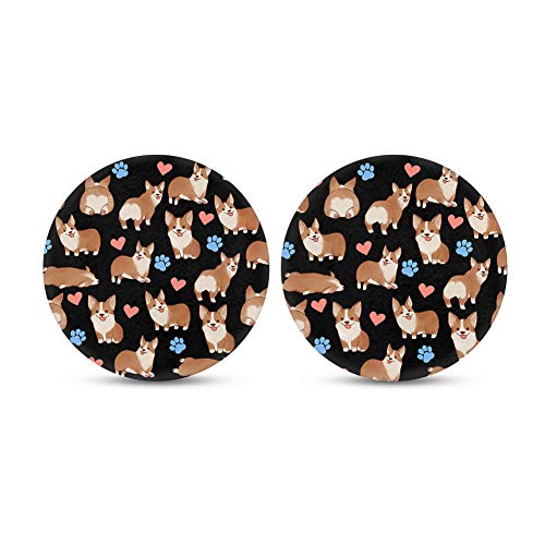 doginthehole Cute Corgi Print Car Cup Holder Coasters for Drink Absorbent Silicone Coasters Universal Vehicle Cup Holder Coasters Pack of 2