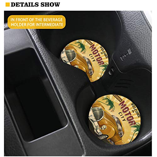 doginthehole Cute Corgi Print Car Cup Holder Coasters for Drink Absorbent Silicone Coasters Universal Vehicle Cup Holder Coasters Pack of 2