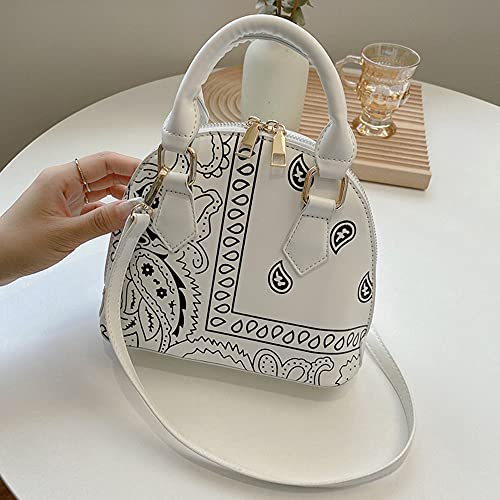 U Scinan Patent Leather Top Handle Tote Bag Mini Zip Around Dome Shoulder Bag Shell Shape Cross Body Handbag Purse Satchel