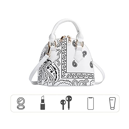 U Scinan Patent Leather Top Handle Tote Bag Mini Zip Around Dome Shoulder Bag Shell Shape Cross Body Handbag Purse Satchel