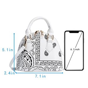 U Scinan Patent Leather Top Handle Tote Bag Mini Zip Around Dome Shoulder Bag Shell Shape Cross Body Handbag Purse Satchel