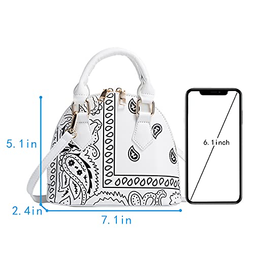 U Scinan Patent Leather Top Handle Tote Bag Mini Zip Around Dome Shoulder Bag Shell Shape Cross Body Handbag Purse Satchel