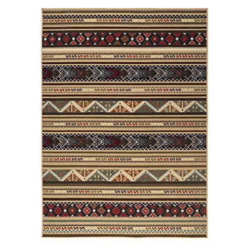 Antep Rugs Alfombras Non-Skid (Non-Slip) 5x7 Rubber Backing Moroccan Geometric Low Profile Pile Indoor Area Rugs (Beige, 5' x 7')