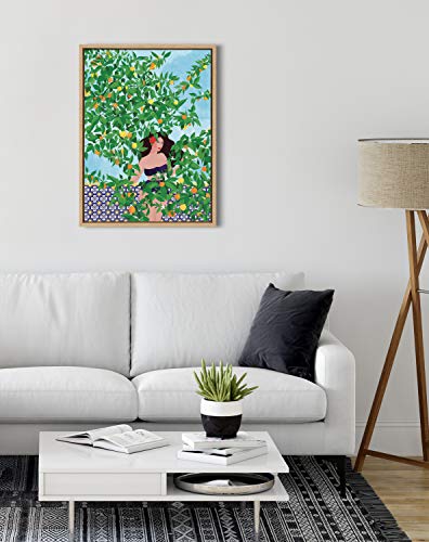 Kate and Laurel Sylvie Sevilla Girl Framed Canvas Wall Art by Maja Tomljanovic, 18x24 Natural, Relaxing Nature Art for Wall