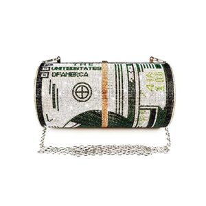 gripit rhinestone money bag purse crystal clutch purse with chain sparkling charm women purse evening handbag holiday gift,green