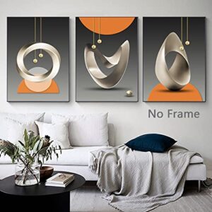 Bfgsrtcbox Orange Boho Canvas Wall Art Orange Geometric Abstract Geometric Painting Modern Geometric Wall Art Poster Orange Grey Orange Abstract Poster Orange and Grey Art 20x28inchx3 No Frame