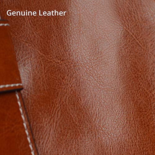 Genuine Leather Satchel Purses and Handbags for Women Shoulder Tote Bags Top Handle Handbags (Oil-waxed Brown)