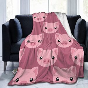 Gadimen Cute Cartoon Pig Flannel Fleece Throw Blanket, Super Soft Lightweight Blankets for All Season, Fleece Blankets for Couch/Bed, Fuzzy Plush Blanket for Home Decorations 50x40 inches
