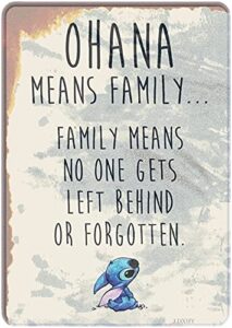 j.dxhya tin poster metal sign ohana means family beige 7.8×11.8 inch wall plaque retro vintage signs