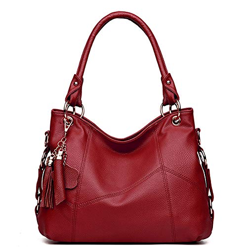 2022 Women's Tote Shoulder Bag Purses and Handbag for Women Satchel Shoulder Bags Handle Bag Leather tassel（Red）