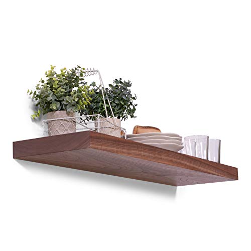 DAKODA LOVE Floating Shelves | Solid Walnut | Premium Craftsman Quality | Heavy Duty Hidden Bracket | 200+ Pound Weight Capacity (48" L x 8" D)