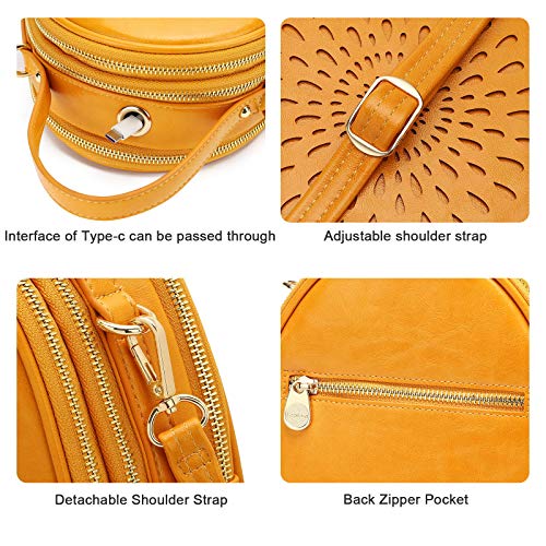 APHISON Fashion Mini Backpack Purse for Women Teen Girls Cute Small Backpacks PU Leather Crossbody Shoulder Bags Handbags Multifunctional and Large-Capacity Daypack Purse L-YELLOW