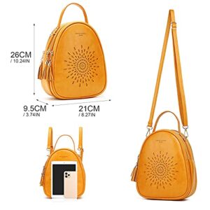 APHISON Fashion Mini Backpack Purse for Women Teen Girls Cute Small Backpacks PU Leather Crossbody Shoulder Bags Handbags Multifunctional and Large-Capacity Daypack Purse L-YELLOW