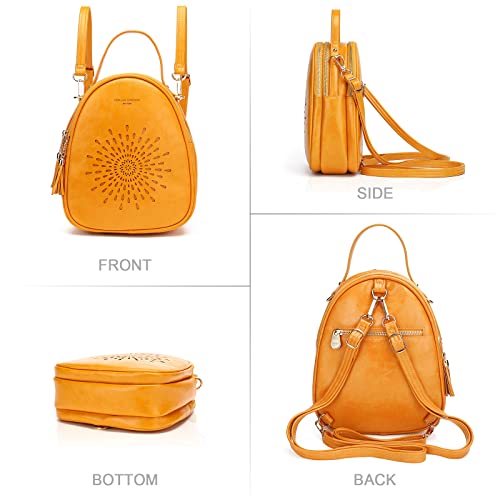 APHISON Fashion Mini Backpack Purse for Women Teen Girls Cute Small Backpacks PU Leather Crossbody Shoulder Bags Handbags Multifunctional and Large-Capacity Daypack Purse L-YELLOW