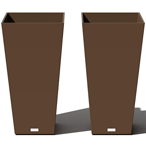 Veradek V-Resin Indoor/Outdoor Taper Planter (Espresso, 30 inch - 2 Pack)