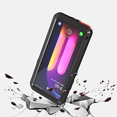 LOVE MEI LG V60 ThinQ Case with Tempered Glass Screen Protector Shockproof Scratch Proof Hybrid Metal and Silicone Gel Heavy Duty Armor Defender Tough Back Cover for V60 ThinQ / V60 (Black)