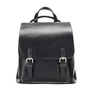 jehouze women soft leather shoulder purse backpack antitheft rucksack vintage ladies bag (black)
