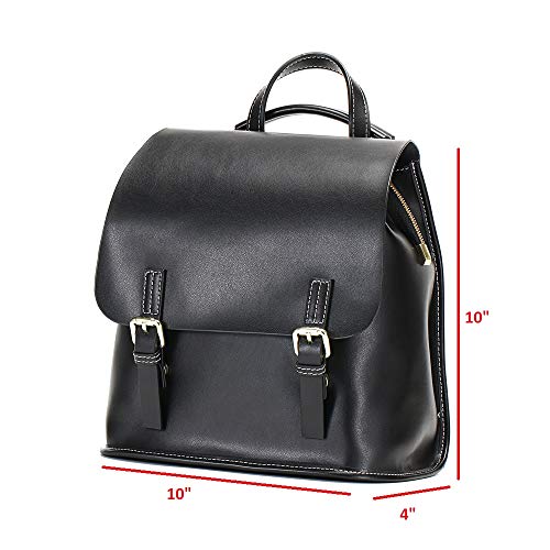 JeHouze Women Soft Leather Shoulder Purse Backpack Antitheft Rucksack Vintage Ladies Bag (Black)