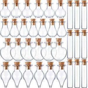 50 pieces mini jars with cork stoppers tiny cork glass bottles small wishing , message bottle diy decoration for wedding party baby shower favors (geometric shape)
