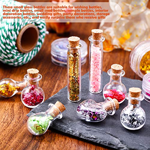 50 Pieces Mini Jars with Cork Stoppers Tiny Cork Glass Bottles Small Wishing , Message Bottle DIY Decoration for Wedding Party Baby Shower Favors (Geometric Shape)