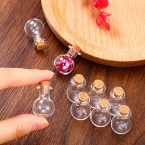 50 Pieces Mini Jars with Cork Stoppers Tiny Cork Glass Bottles Small Wishing , Message Bottle DIY Decoration for Wedding Party Baby Shower Favors (Geometric Shape)