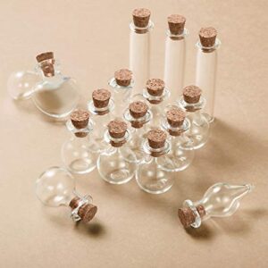 50 Pieces Mini Jars with Cork Stoppers Tiny Cork Glass Bottles Small Wishing , Message Bottle DIY Decoration for Wedding Party Baby Shower Favors (Geometric Shape)