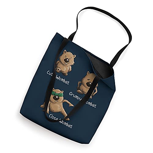 Cute Grumpy and Close Wombat Funny Marsupial Poses Pun Tote Bag