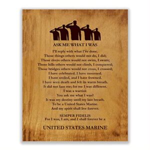 “ask me what i was-always a united states marine”-marine corps-wall art- 8 x 10″-wood grain typographic print-ready to frame. home-office-military decor. perfect gift for all marines. semper fi.