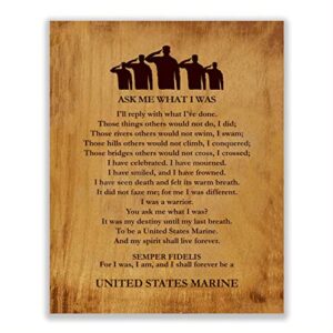 "Ask Me What I Was-Always A United States Marine"-Marine Corps-Wall Art- 8 x 10"-Wood Grain Typographic Print-Ready To Frame. Home-Office-Military Decor. Perfect Gift for All Marines. Semper Fi.