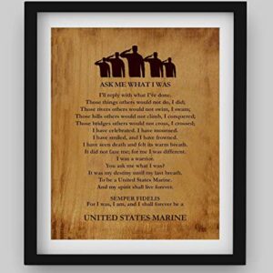 "Ask Me What I Was-Always A United States Marine"-Marine Corps-Wall Art- 8 x 10"-Wood Grain Typographic Print-Ready To Frame. Home-Office-Military Decor. Perfect Gift for All Marines. Semper Fi.