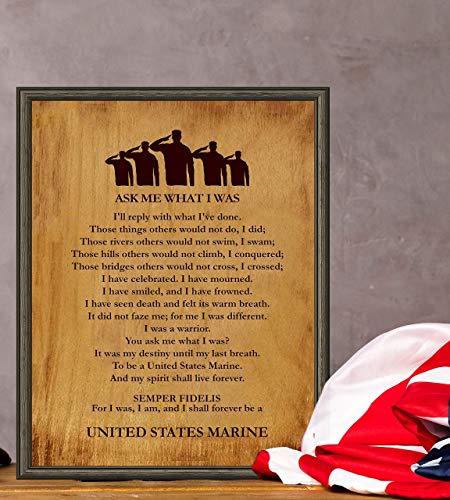 "Ask Me What I Was-Always A United States Marine"-Marine Corps-Wall Art- 8 x 10"-Wood Grain Typographic Print-Ready To Frame. Home-Office-Military Decor. Perfect Gift for All Marines. Semper Fi.