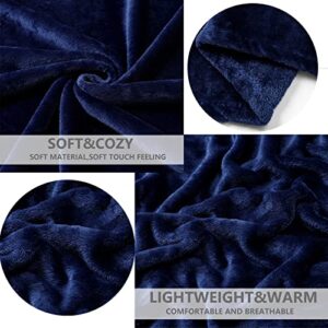 JIAHANNHA Fleece Blanket Plush Throw Blanket Navy Blue(50 by 60 Inches),Super Soft Fuzzy Cozy Flannel Blanket for Couch Sofa Bed.Microfiber Blanket Lightweight