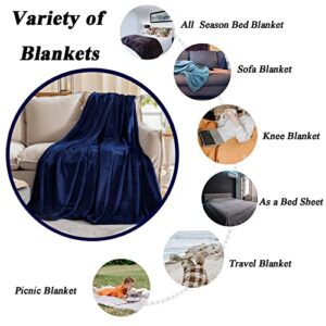 JIAHANNHA Fleece Blanket Plush Throw Blanket Navy Blue(50 by 60 Inches),Super Soft Fuzzy Cozy Flannel Blanket for Couch Sofa Bed.Microfiber Blanket Lightweight