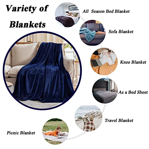 JIAHANNHA Fleece Blanket Plush Throw Blanket Navy Blue(50 by 60 Inches),Super Soft Fuzzy Cozy Flannel Blanket for Couch Sofa Bed.Microfiber Blanket Lightweight