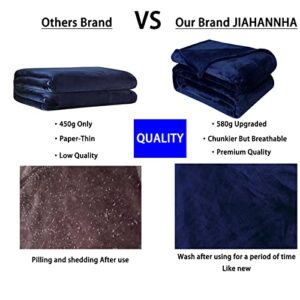 JIAHANNHA Fleece Blanket Plush Throw Blanket Navy Blue(50 by 60 Inches),Super Soft Fuzzy Cozy Flannel Blanket for Couch Sofa Bed.Microfiber Blanket Lightweight