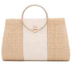 EDPD Clutch Handbag Evening Purse For Woman with Shoulder Chain (Beige)