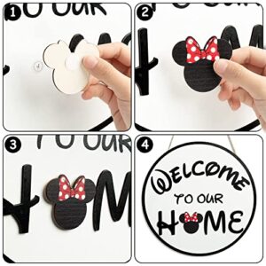 19Pcs Mouse Seasonal Interchangeable Welcome Door Sign Welcome to Our Home Hanging Signs Wooden Round Decorative Plaques Set for Autumn Halloween Thanksgiving Christmas Home Porch Decor