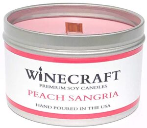 wooden wick – perfect for spring & summer – wine scented soy wax candle – crackling wood wick – (peach sangria)