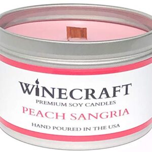 Wooden Wick - Perfect for Spring & Summer - Wine Scented Soy Wax Candle - Crackling Wood Wick - (Peach Sangria)