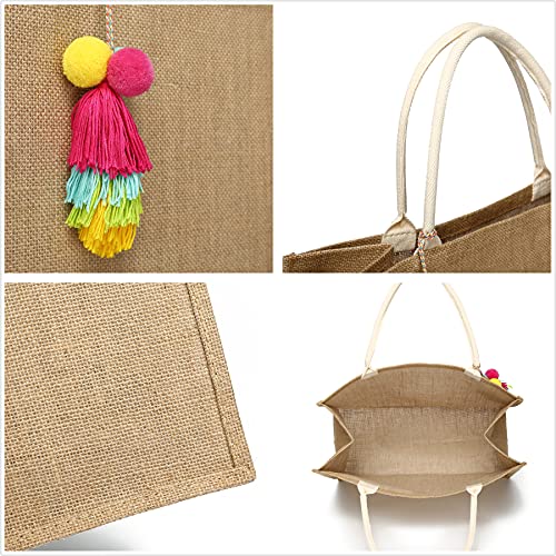 JOLLQUE Straw Beach Bag for Women,DIY Large Tote with Tassel,Handwoven Natural Straw Shoulder Bags with Handle (Empty X-Large)
