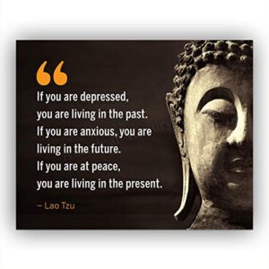lao tzu quotes-“if you are at peace-living in the present”- inspirational wall art- 10 x 8″ spiritual poster print with buddha image-ready to frame. home-office-studio-spa decor. perfect zen gift!