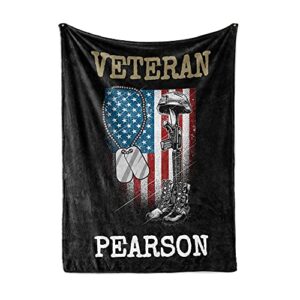 generic veteran blanket, military throws, gift for veteran, gifts, gifts soldiers, thank you veterans, 60 x 80 inches – sherpa