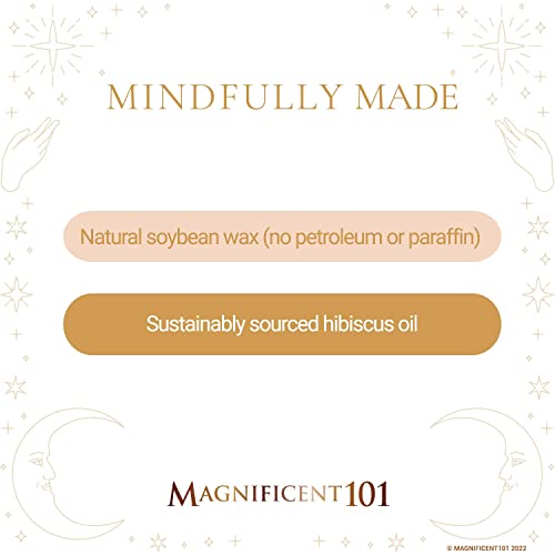 MAGNIFICENT 101 Sacred Plants Smudge Candle for House Energy Cleansing, Banish Negative Energy, Spiritual Purification and Chakra Healing - Natural Soy Wax Candle for Aromatherapy (Hibiscus)