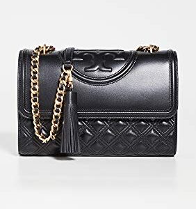 Tory Burch Women's Fleming Convertible Shoulder Bag, Black, One Size