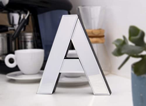 COLLECTIVE HOME - 7-inch Tall Mirrored Glass and Wood Decorative Letter, Home-Bedroom-Office Wall Décor. Perfect Fun Gift to Encourage Girls, Young Ladies & Teens. (A)