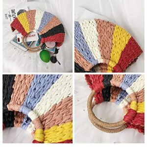 Gets Summer Women Straw Beach Hand-woven Rattan Tote Clutch Handle Bag