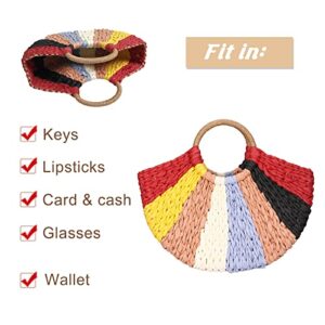 Gets Summer Women Straw Beach Hand-woven Rattan Tote Clutch Handle Bag